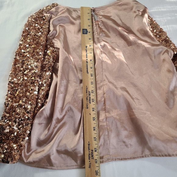 Jacquie The Label 3/4 Sleeve Rose Gold Sequin Crop Top Cocktail Party Size M - Picture 8 of 9
